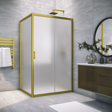 Душевой уголок Vegas-Glass ZP+ZPV TUR+NOVO ZP+ZPV NOVO h2000 160*100 03 10 160х100 стекло матовое профиль золото матовое без поддона