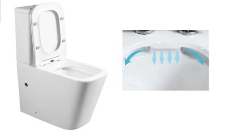 Унитаз напольный с бачком Cerutti SPA CT10314 белый с сиденьем микролифт безободковый каскадный смыв