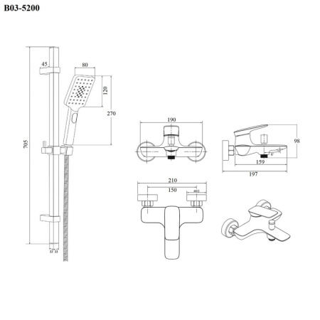 Душевая стойка Bond Cube B03-5200 настенная цвет хром глянцевый
