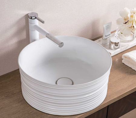 Раковина из сантехнического фаянса CeramaLux W1532 40х40 накладная цвет белый без отверстий под смеситель