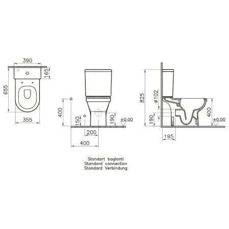 Унитаз напольный с бачком Vitra S50 9797B003-7204 белый с сиденьем микролифт безободковый душевой смыв