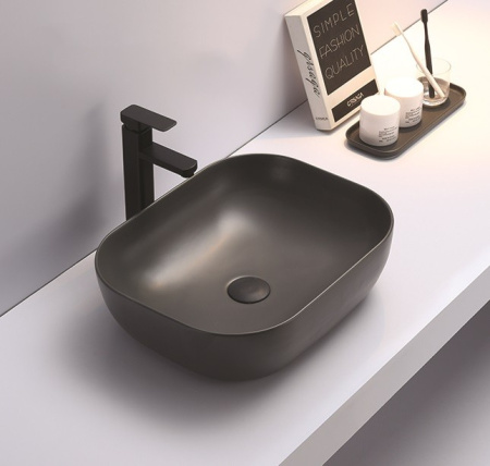 Раковина из санфаянса CeramaLux 78104MDH-2 51х41 накладная цвет серый