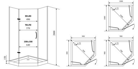 Душевой уголок Timo BY-839/100C 100х100 стекло прозрачное профиль хром с поддоном