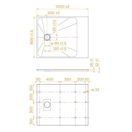 Душевой поддон из стеклопластика RGW 553502810-01 100х80 белый