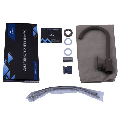 Смеситель для кухни Fashun A54001N-38 на мойку серый - фото 4