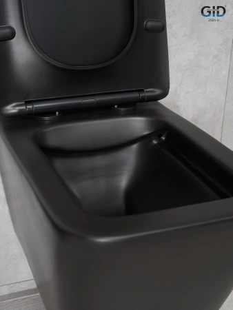Унитаз подвесной Gid Cuadrado 62225Y черный матовый с сиденьем микролифт безободковый