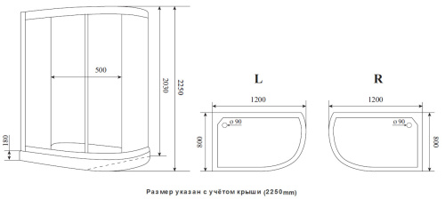 Душевая кабина Timo Ilma ILMA902R 120х80 асимметричная без крыши ориентация правая - фото 2