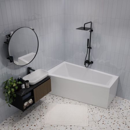 Ванна акриловая 1MarKa THOMAS 01том1710л 170х100 пристенная асимметричная без каркаса