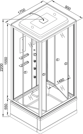 Душевой бокс AvaCan V170 170х90 прямоугольная с крышей ориентация универсальная