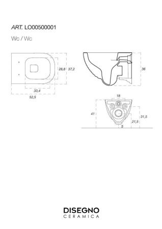 Унитаз подвесной Disegno Ceramica Loom LO005SET01 белый с сиденьем микролифт безободковый