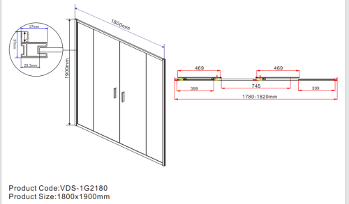 Душевая дверь Vincea Garda VDS-1G2180CH 180х190 стекло текстурное профиль хром глянцевый - фото 5