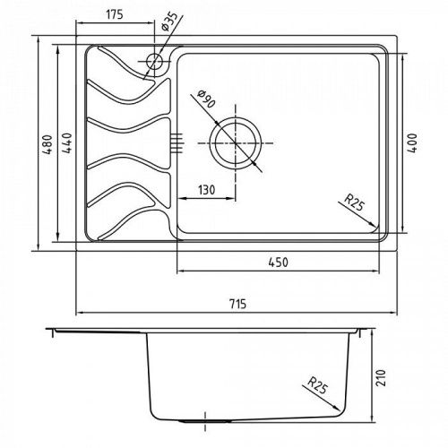 Кухонная мойка IDDIS Reeva REE71SRi77 72х48 цвет хром поверхность глянцевая - фото 2