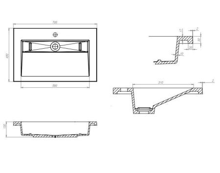 Раковина из искусственного камня Uperwood Next Premium 2900000091 70х50 полувстраиваемая цвет белый
