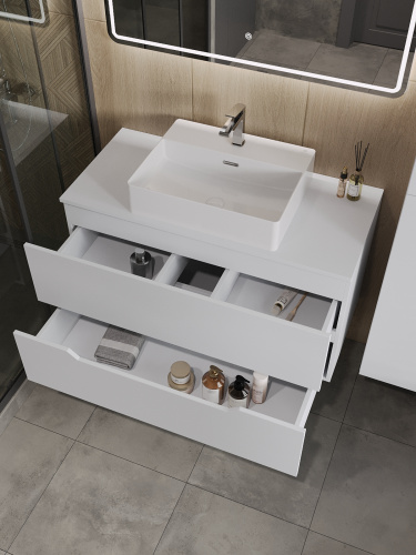 Тумба с раковиной Orange Line Li-100TuwMDF+B04-500W 101х46х66 - фото 4