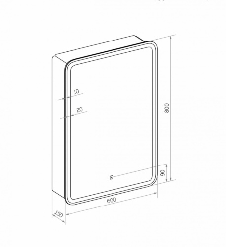 Зеркало-шкаф Art&Max PLATINO AM-Pla-600-800-1D-L-DS-F 60х80 - фото 4