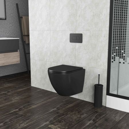 Унитаз подвесной Grossman GR-4457BMS черный с сиденьем микролифт безободковый каскадный смыв