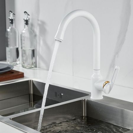 Смеситель для кухни Raffine F103C на мойку белый