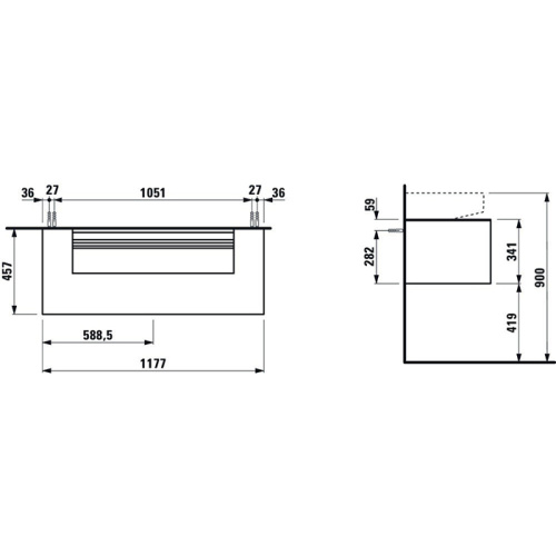Тумба под раковину Laufen Sonar 4.0546.1.034.141.1 118х46х34 - фото 2