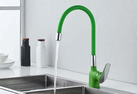 Смеситель для кухни Shevanik S443-5 на мойку зеленый