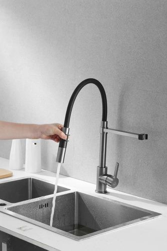 Смеситель для кухни Rose R133T на мойку пепельный - фото 4