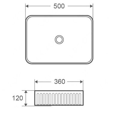 Раковина из сантехнического фарфора Sintesi SIN-LVB-APP-418 50х40 накладная цвет белый без отверстий под смеситель