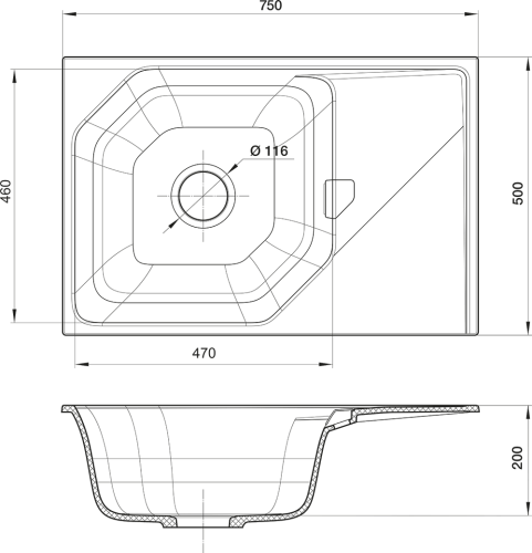 Кухонная мойка Rivelato LOCUS LS-75 topazio 75х50 цвет бежевый - фото 4