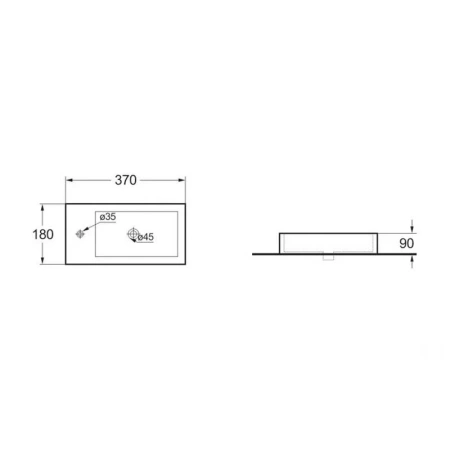 Раковина из сантехнического фарфора Vincea VBS-133L 40х20 подвесная цвет белый 1 отверстие под смеситель