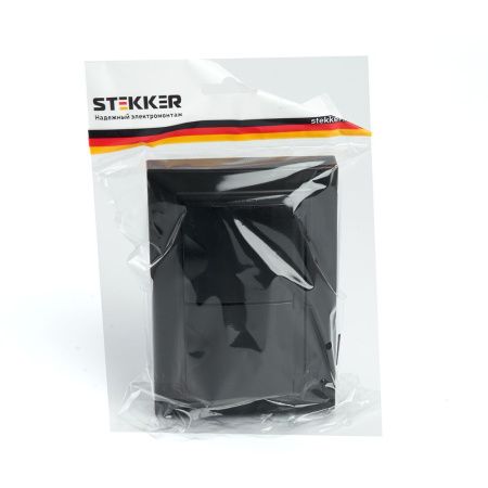 Розетка 2-местная с/з с крышкой Stekker Эрна 49138