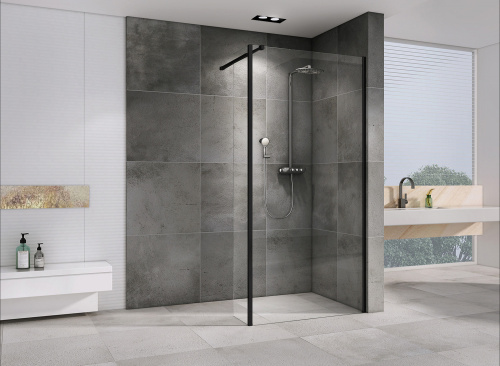 Душевая перегородка Abber Immer Offen AG66120B 120х200 стекло прозрачное профиль черный - фото 2