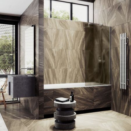 Душевая шторка на ванну Maybah Glass MGV-72-5ш 40х140 стекло тонированное профиль хром ориентация универсальная