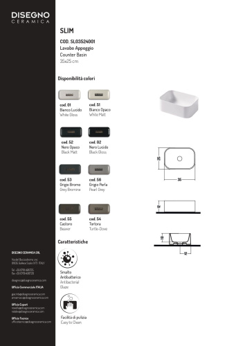 Раковина Disegno Ceramica Slim 35 см SL03524055 накладная цвет коричневый - фото 2
