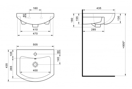Раковина мебельная керамическая Santek Балтика 50 1.WH50.1.701 50х40 накладная цвет белый 1 отверстие под смеситель