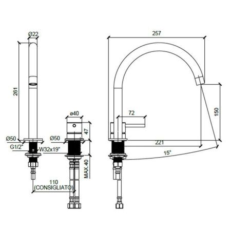 Смеситель Almar E214005.CR на раковину хром