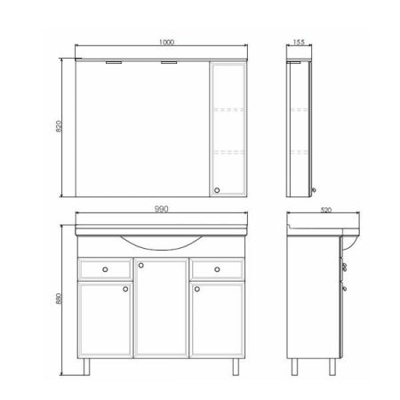 Тумба с раковиной Comforty Сочи 00004134582CF 100х50 напольная цвет белый