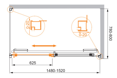 Душевой уголок Cezares LUX-SOFT LUX-SOFT-W-AH-1-150/80-C-Cr-IV 150х80 стекло прозрачное профиль хром глянцевый без поддона - фото 5