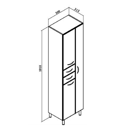Шкаф-пенал RUNO ЭКОНОМ 00-00004888 50х31х191 напольный цвет какао