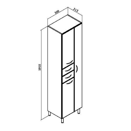 Шкаф-пенал RUNO ЭКОНОМ 00-00004889 50х31х191 напольный цвет темно-серый - фото 3