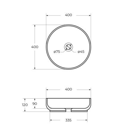 Раковина керамическая Cezares CZR-6595 40х40 накладная цвет белый без отверстий под смеситель