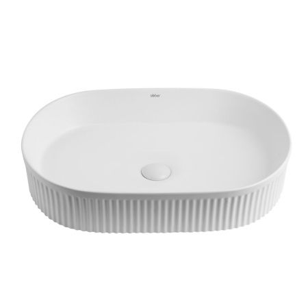 Раковина из сантехнического фаянса Abber BEQUEM AC2116MW 60х40 накладная цвет белый без отверстий под смеситель
