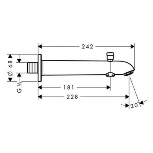 Излив для ванны и душа Hansgrohe Talis 13424000 настенный хром - фото 2