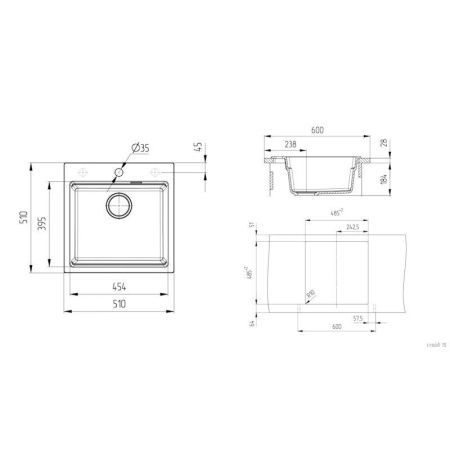 Кухонная мойка Grandex Aqua 500402 51х51 цвет серый поверхность матовая