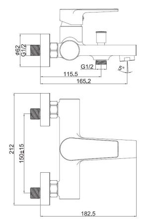 Смеситель для ванны Creavit SR2510S настенный черный