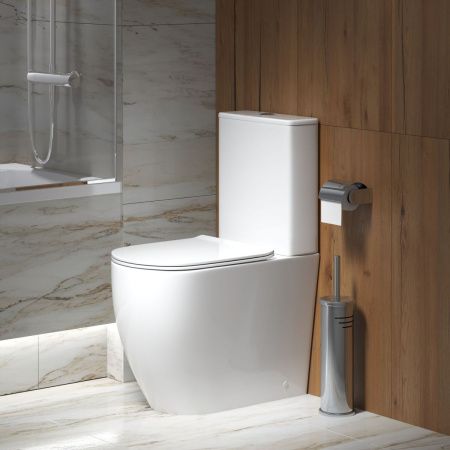 Унитаз напольный с бачком Grossman Style GR-4473S белый с сиденьем микролифт безободковый каскадный смыв