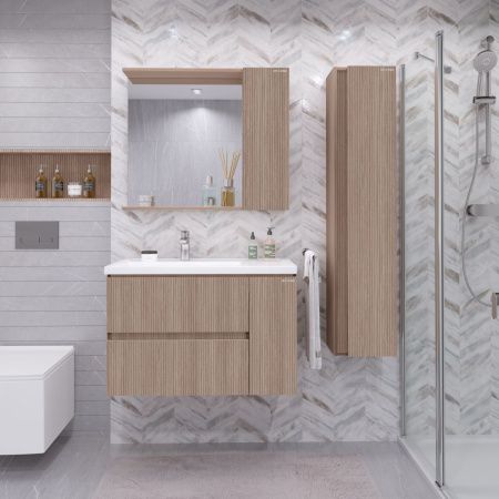 Зеркало-шкаф Grossman Юнит 208011 80х70 подвесной цвет коричневый