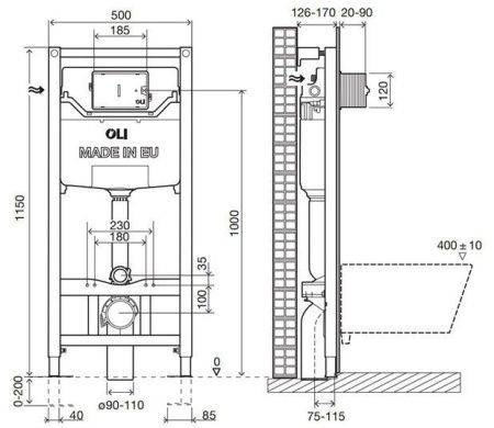 Инсталляция для подвесного унитаза Oli OLI 120 879236/879566