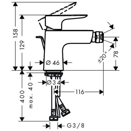 Смеситель Hansgrohe Talis E 71720140 на биде бронза