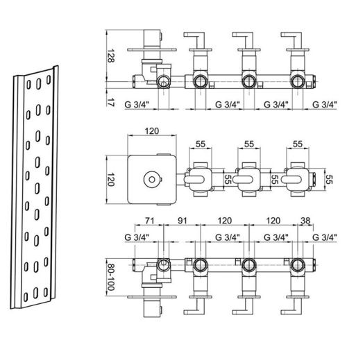 Смеситель для ванны и душа Webert Living LV971502560 встраиваемый в стену черный с термостатом - фото 3