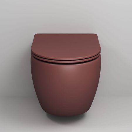 Унитаз подвесной Grossman Color GR-4411VIMS бордовый с сиденьем безободковый каскадный смыв