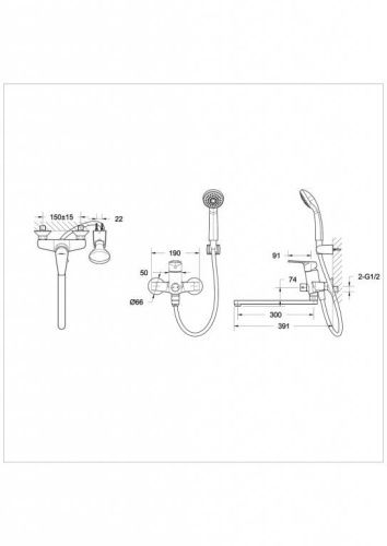 Смеситель для ванны Bravat Line F65299C-LB-RUS настенный хром - фото 2