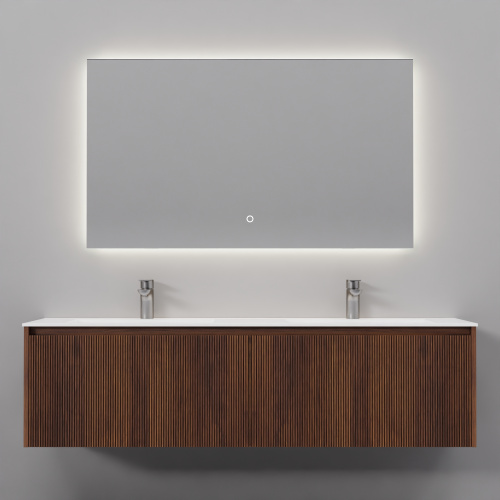 Тумба с раковиной зеркалом и смесителем ArtDecco Camilla (Камилла) ACM15W22D1MF 150x45x40 подвесная цвет черный орех - фото 4